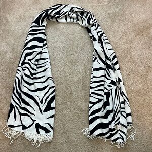 Women’s Black and Ivory Zebra Print Scarf